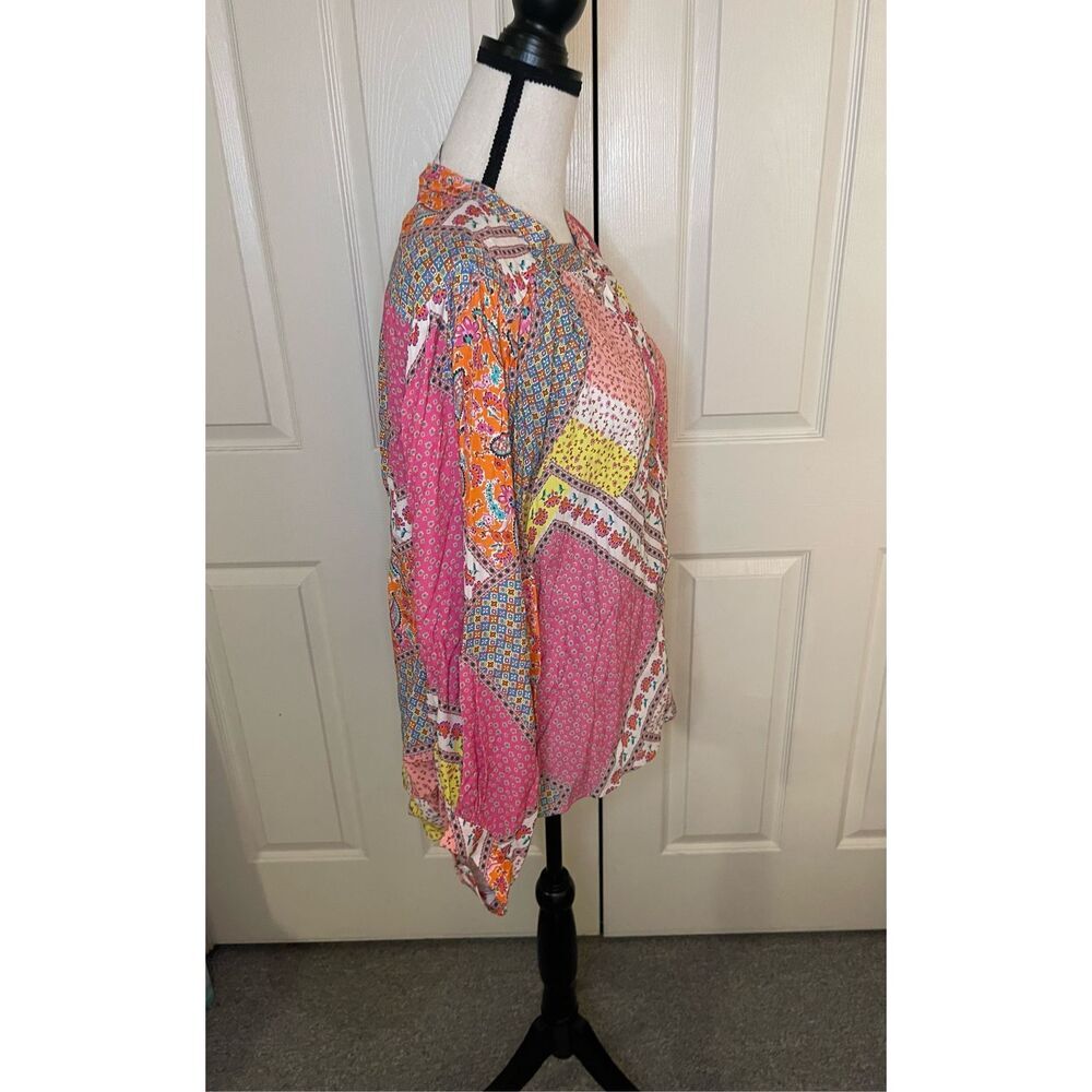 Fate Women's Boho Chic Patchwork Blouse Multicolo… - image 2